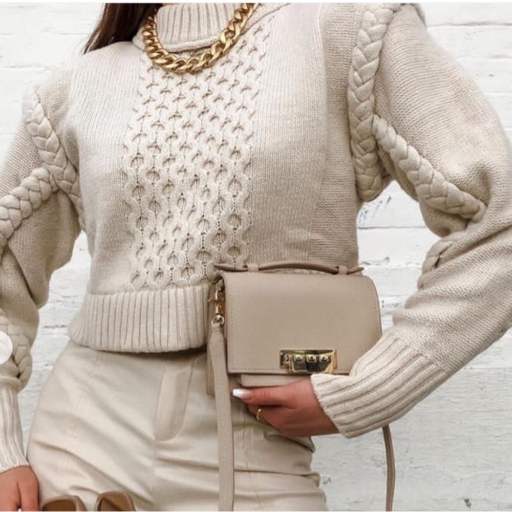 ZARA BRAIDED KNIT CROPPED SWEATER